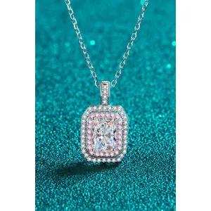 1 Carat Moissanite Geometric Pendant Chain Necklace