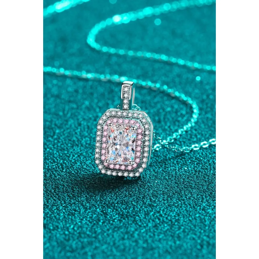 1 Carat Moissanite Geometric Pendant Chain Necklace