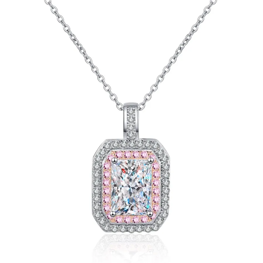 1 Carat Moissanite Geometric Pendant Chain Necklace