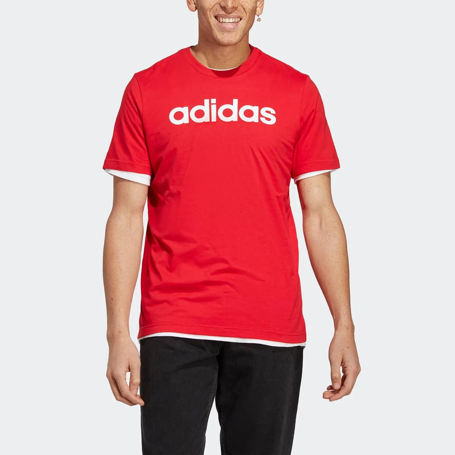 adidas Men's Essentials Single Jersey Linear Embroidered Logo T-Shirt
