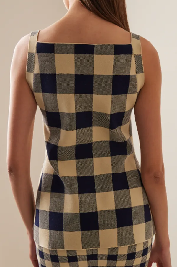 Asher Apron Top in Navy Light Khaki