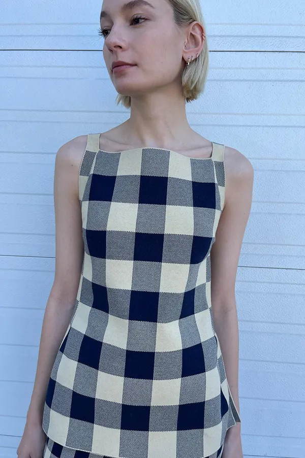 Asher Apron Top in Navy Light Khaki