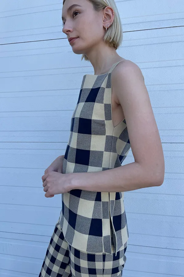 Asher Apron Top in Navy Light Khaki