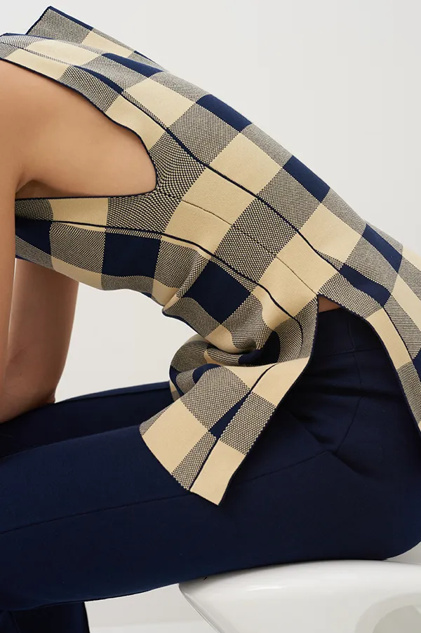 Asher Apron Top in Navy Light Khaki