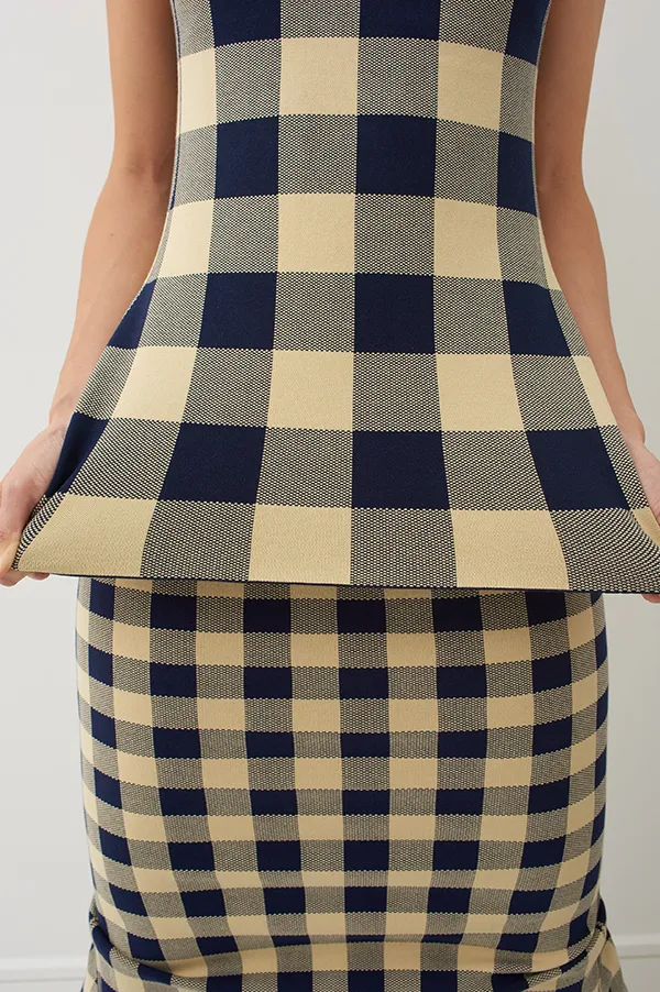 Asher Apron Top in Navy Light Khaki