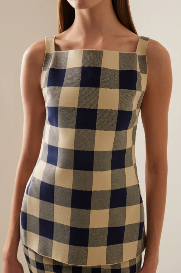 Asher Apron Top in Navy Light Khaki