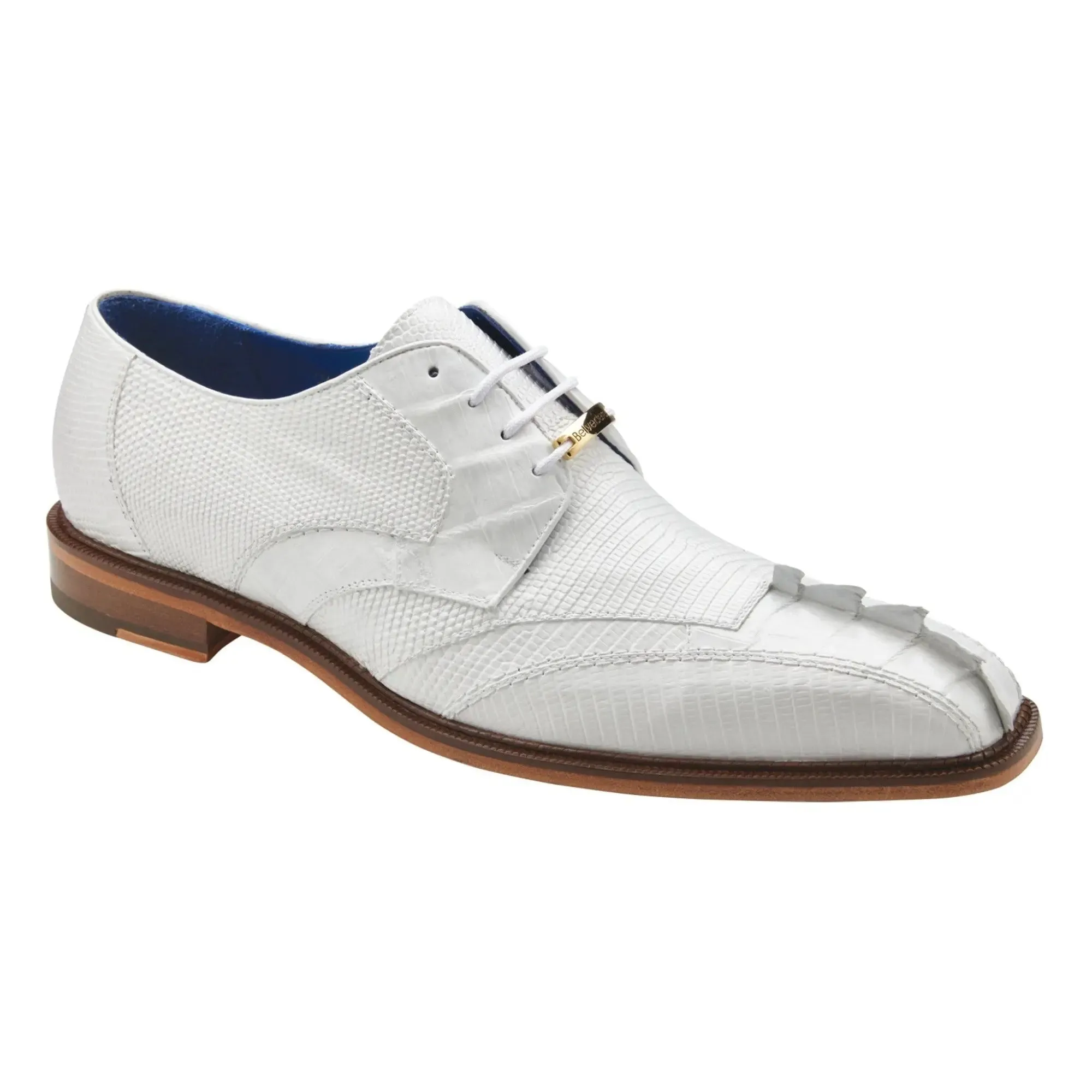 Belvedere Valter in White Genuine Caiman Croc & Lizard Oxfords