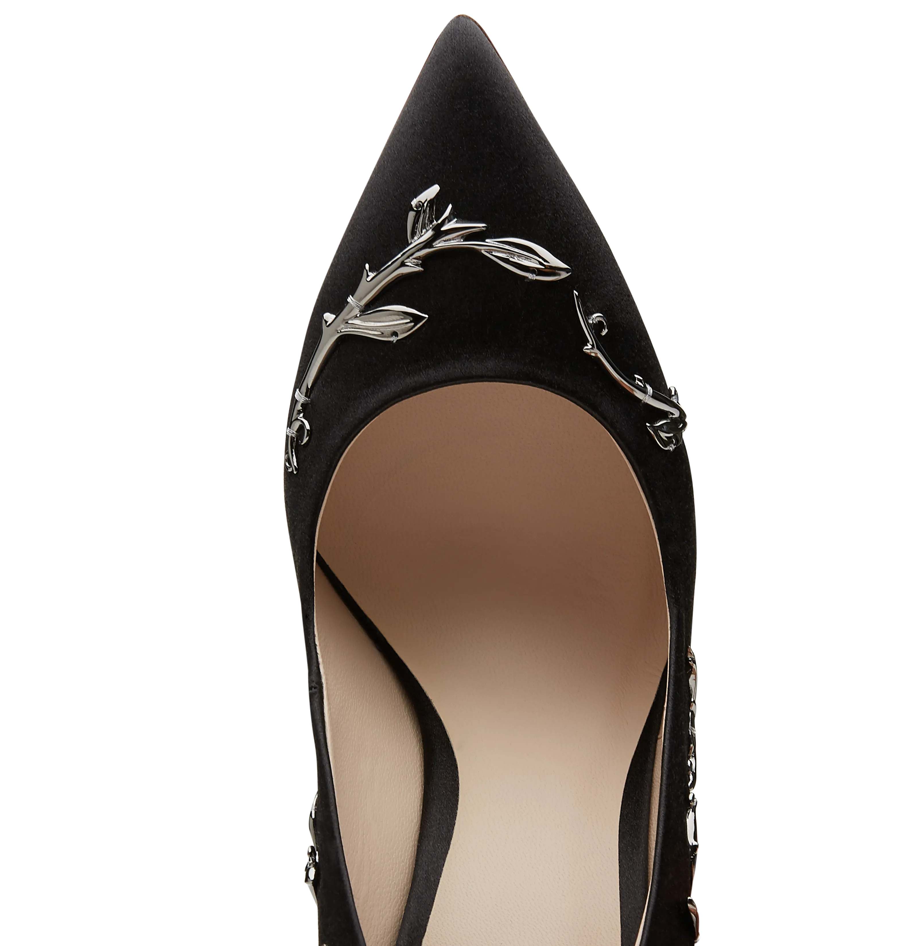 Black Satin With Gunmetal Leaves