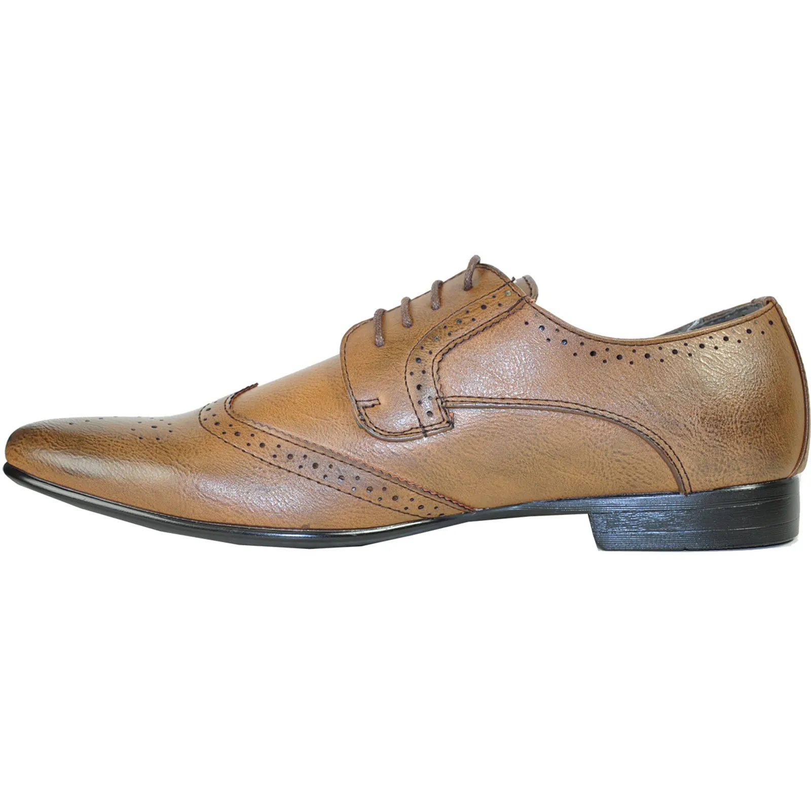 BRAVO Men Dress Shoe KLEIN-4 Wingtip Oxford Shoe Brown