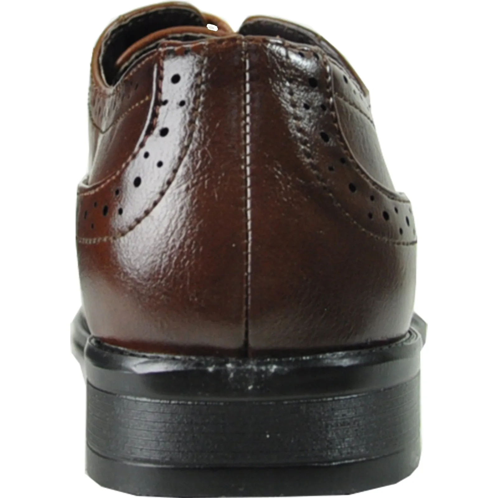 BRAVO Men Dress Shoe MILANO-1 Wingtip Oxford Shoe Brown