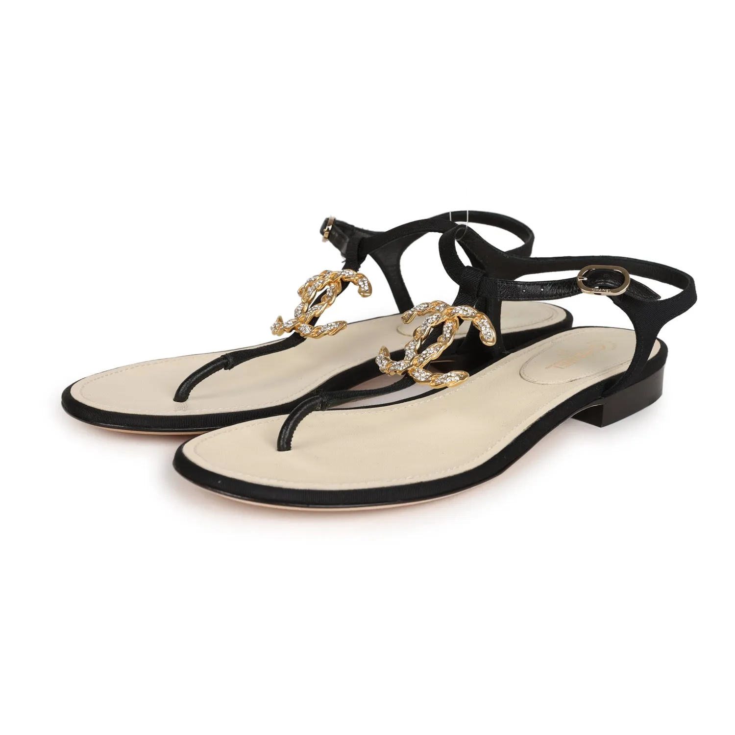 Chanel Jeweled CC Thong Sandals 37 EU