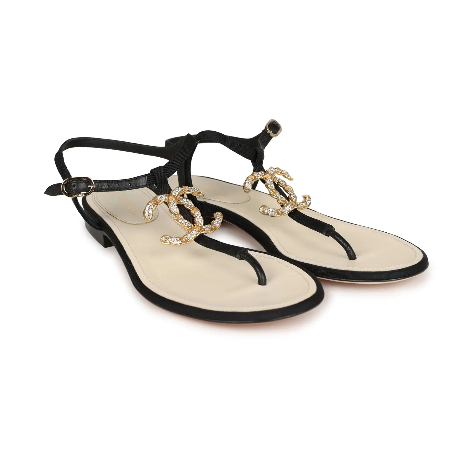 Chanel Jeweled CC Thong Sandals 37 EU