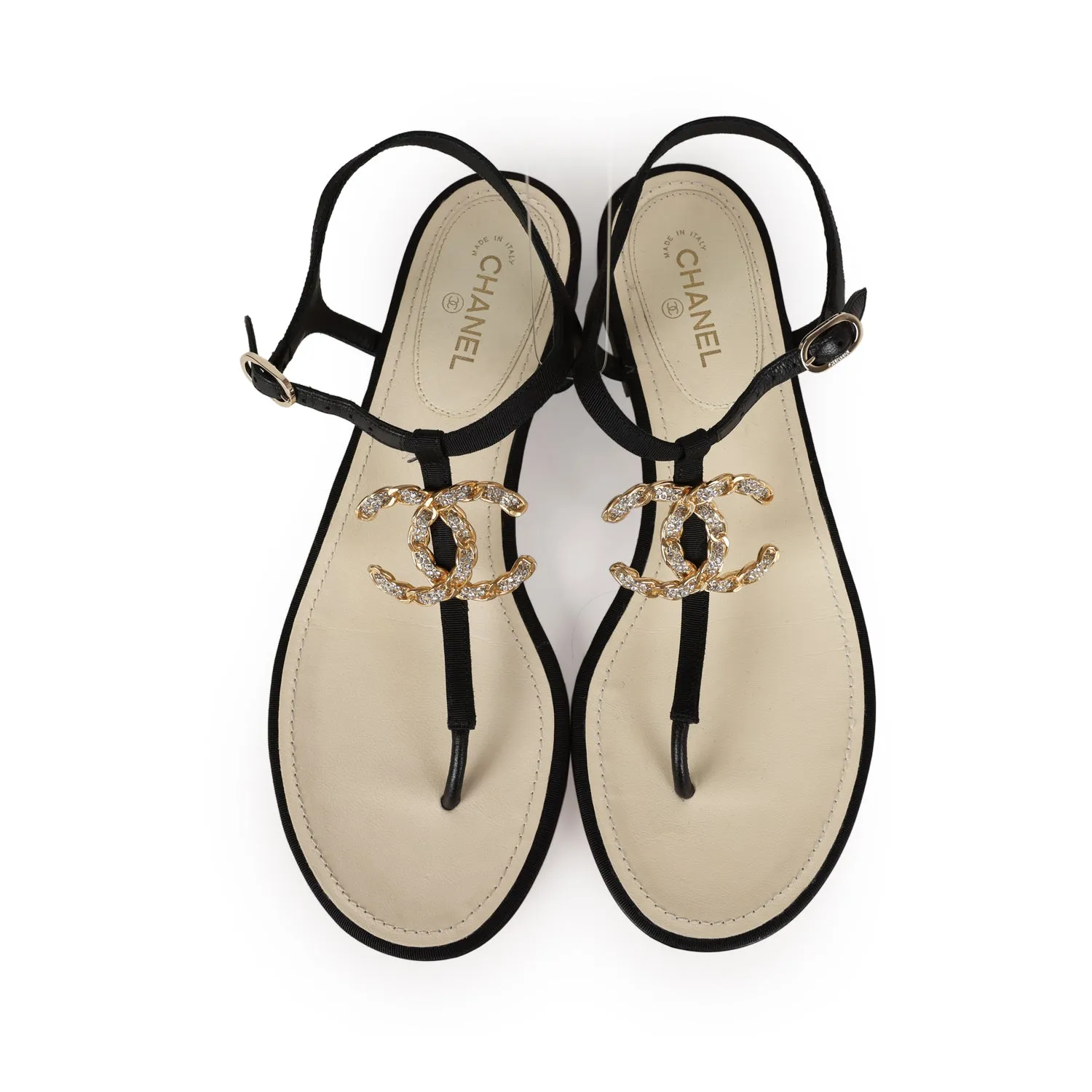 Chanel Jeweled CC Thong Sandals 37 EU