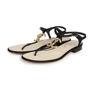 Chanel Jeweled CC Thong Sandals 37 EU