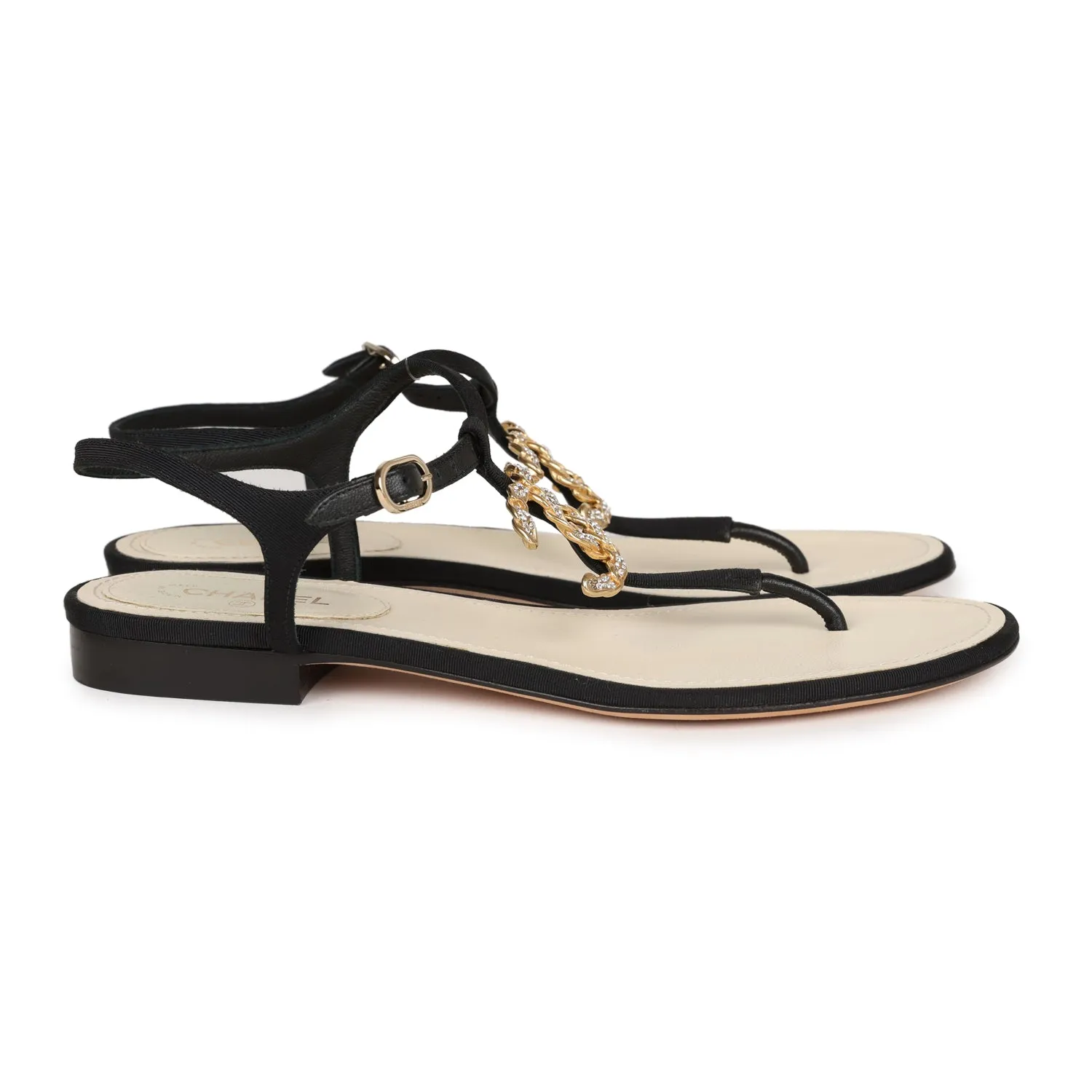 Chanel Jeweled CC Thong Sandals 37 EU