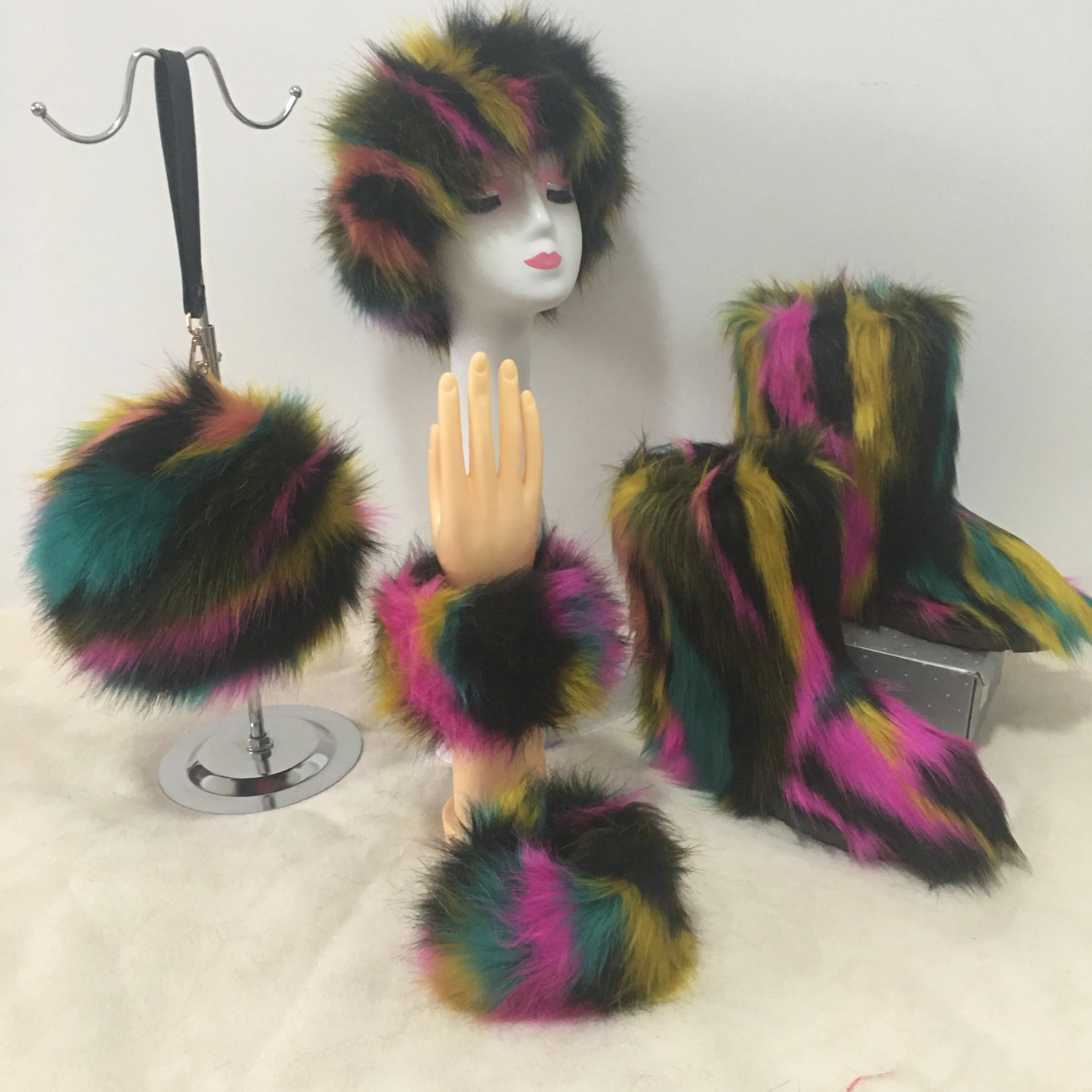 Colorful plush boots round pack four-piece suit（HPSD164）