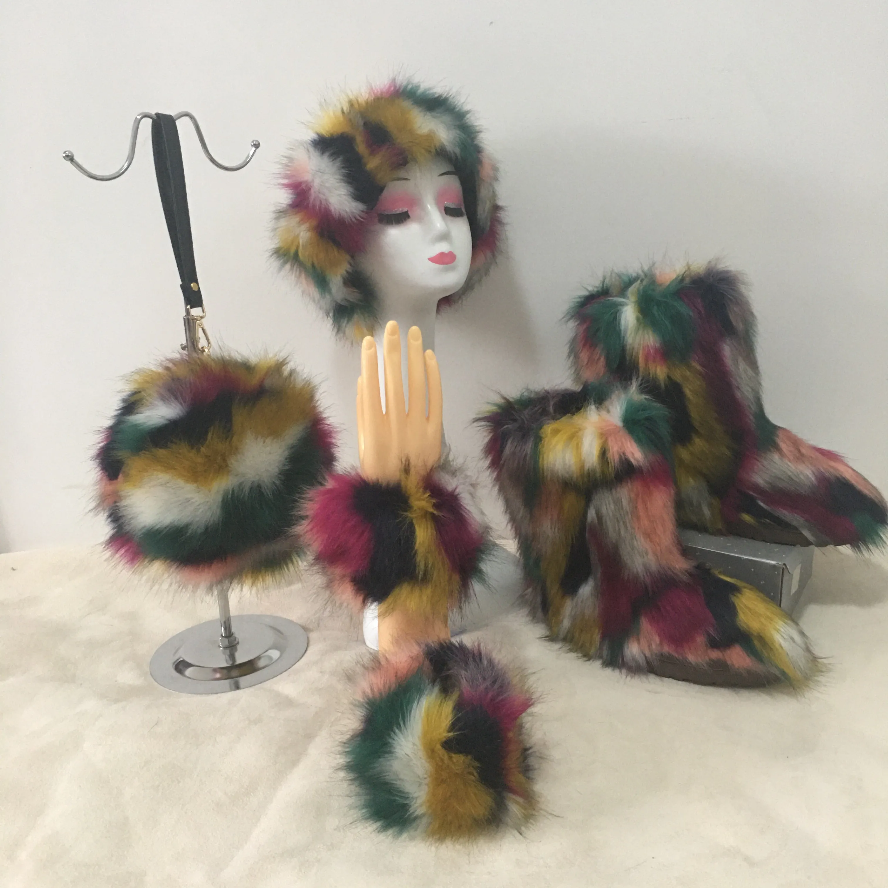 Colorful plush boots round pack four-piece suit（HPSD164）