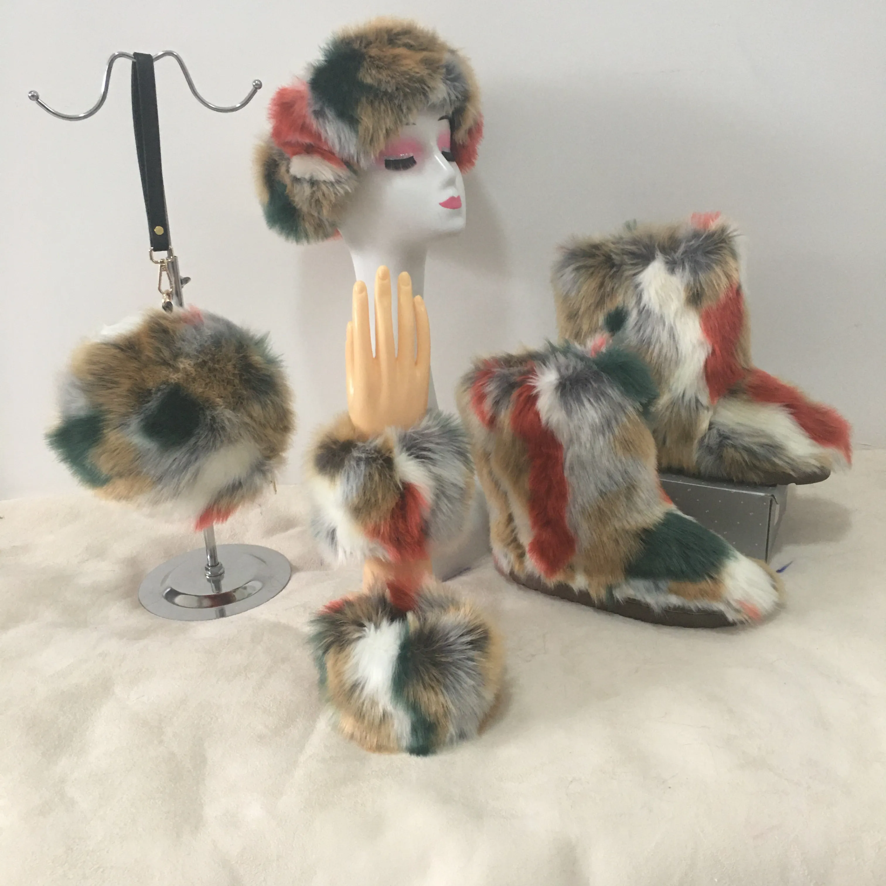 Colorful plush boots round pack four-piece suit（HPSD164）