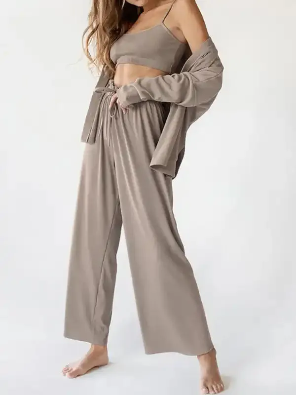 Comfortable women’s pajamas for home wear three-piece set