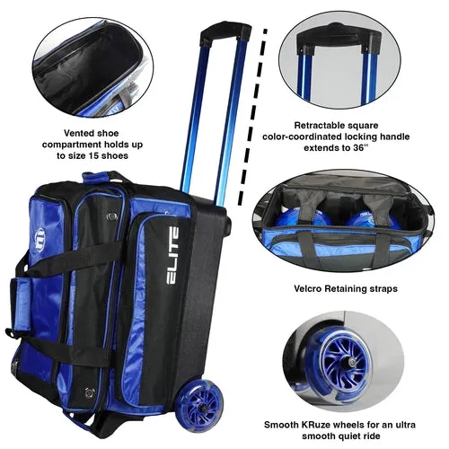ELITE Deluxe Double Roller Bowling Bag Royal Blue