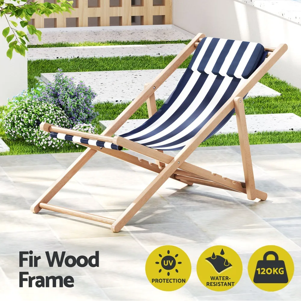 Gardeon Outdoor Furniture Sun Lounge Beach Chairs Deck Chair Folding Wooden Patio