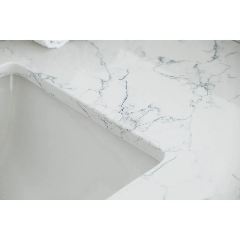 Giving Tree 37"x 22" bathroom stone vanity top Carrara jade engineered marble color with undermount ceramic sink and 3 faucet hole with backsplash