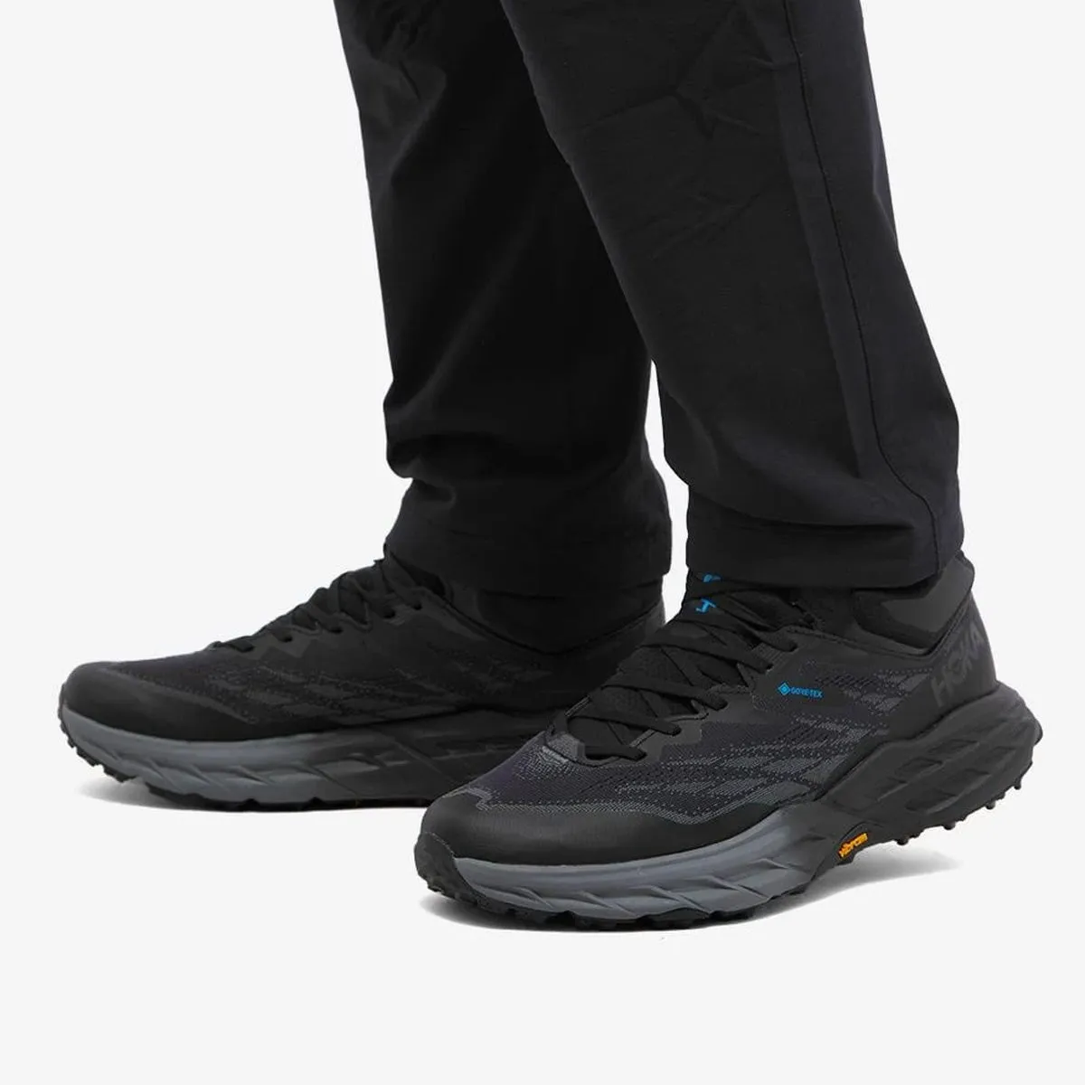 Mens Hoka Speedgoat 5 Mid GTX Trail Shoes – Black/Black, Enhanced Grip & Weather Protection