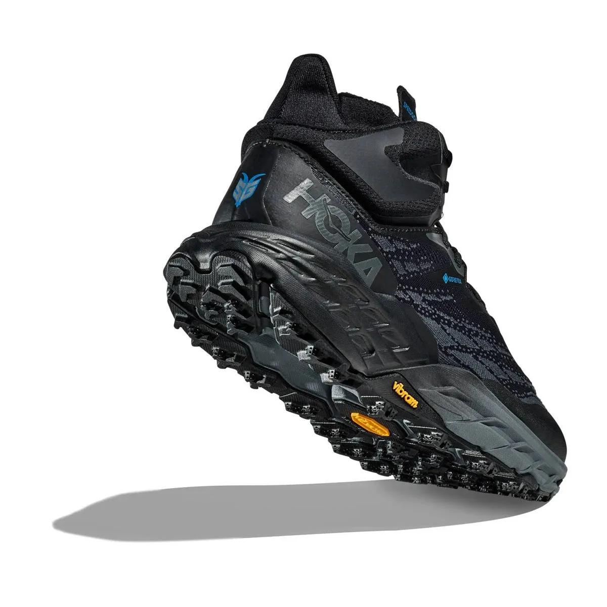 Mens Hoka Speedgoat 5 Mid GTX Trail Shoes – Black/Black, Enhanced Grip & Weather Protection