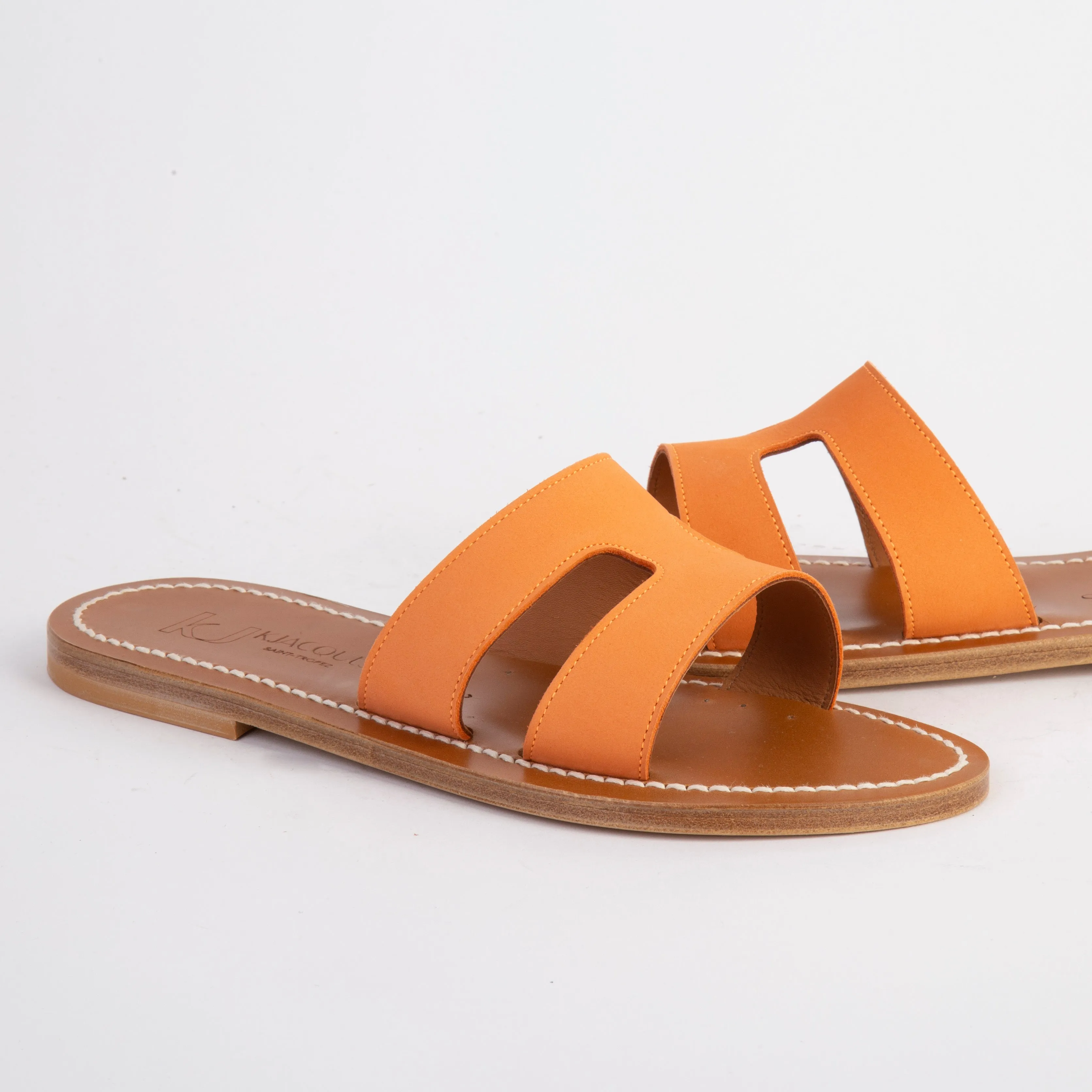 K.Jacques Menandre Sandals - Nubuck Leather in Vibrant Orange