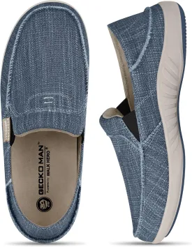 Mens Slip On Shoes, Mens Boat Shoes with Arch Support, Orthopedic Canvas Loafers for Plantar Fasciitis, Indoor & Outdoor Walking Slippers Shoes for Pain Relief