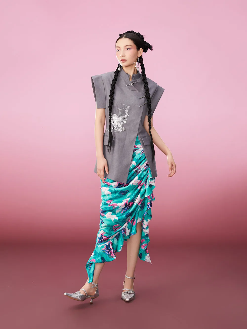 MUKZIN New Chinese Style Stand Collar Embroidered Original Comfortable Vintage Vest