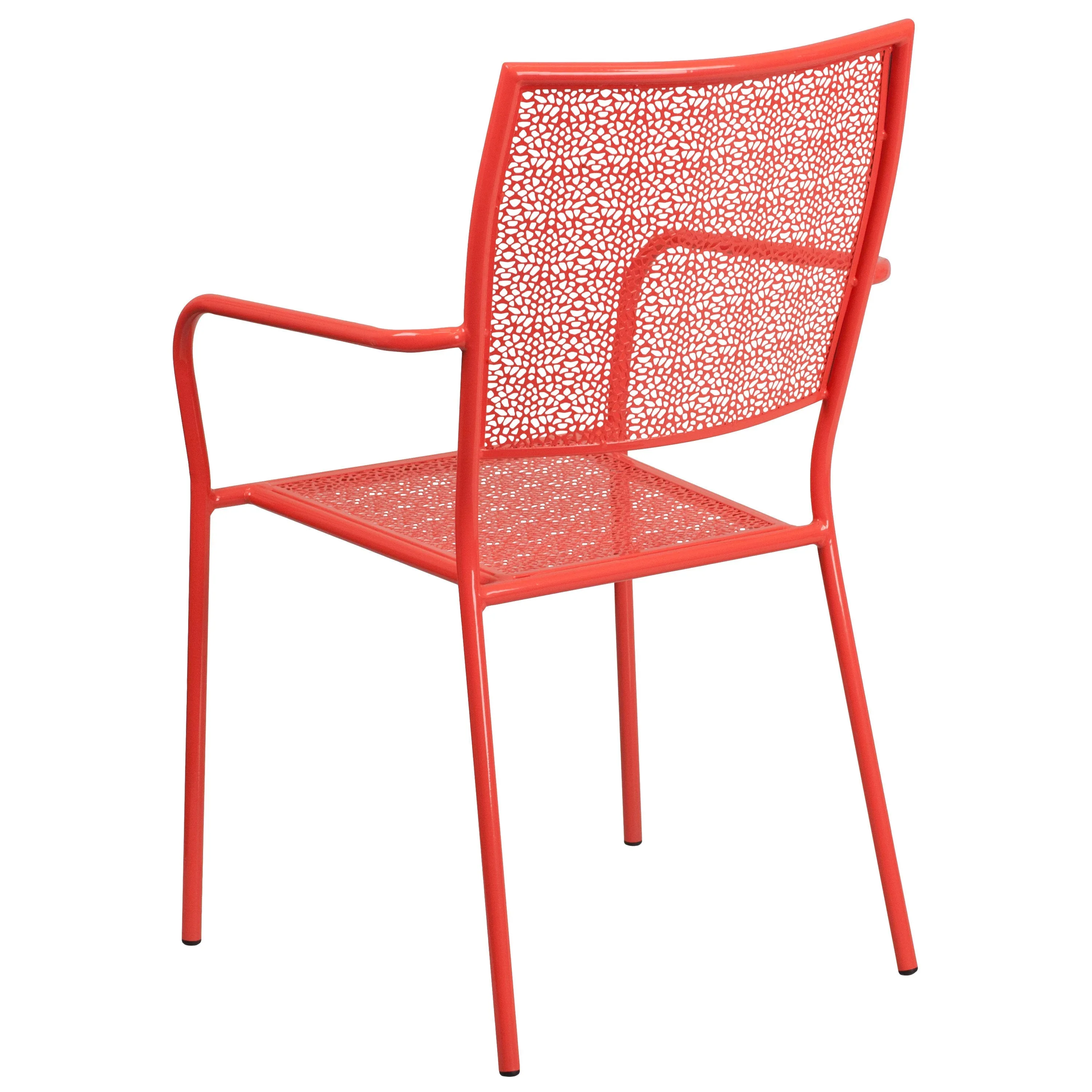 Oia Commercial Grade Indoor-Outdoor Steel Patio Arm Chair with Square Back