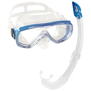 Open Box Cressi Adult Onda and Mexico Wide View Comfortable Snorkel Combo - Clear/Blue
