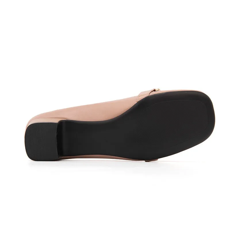Pearl Detailed Leather Loafers for Women Black/Nude