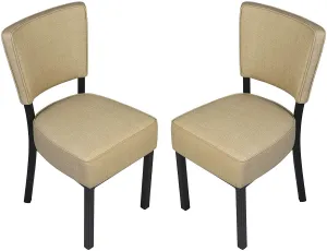 Set of 2 Classic Dining Chair, Modern Style Family Leisure Chair with Stainless Steel Legs, PU Leather Mid Back Side Chair