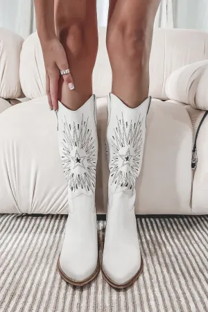 Walking Downtown White Leather White Western Boot