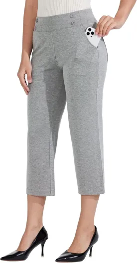 Willit Women's Capri Pants Dress Yoga Capri Stretch Business Work Casual Capris Straight Leg Office Pants 21"